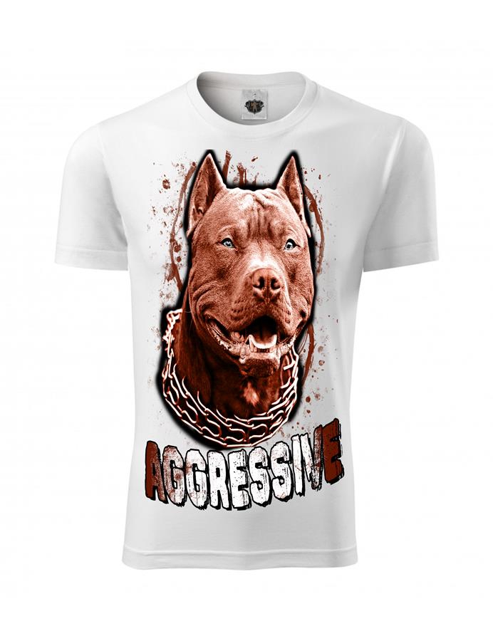 Zdjęcie produktu  Koszulka biała AGGRESSIVE pies pitbull